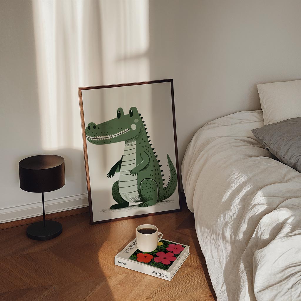 Speelse Krokodil Kinderkamer Poster-WallArtistic