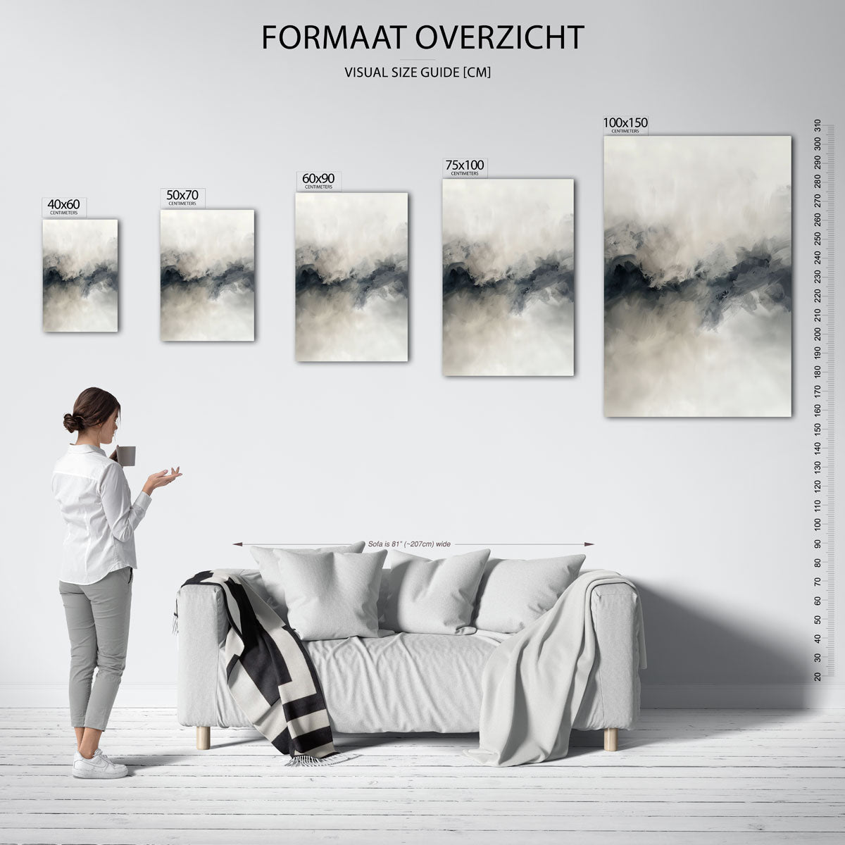 Vloeiende grijstinten Kunstwerk