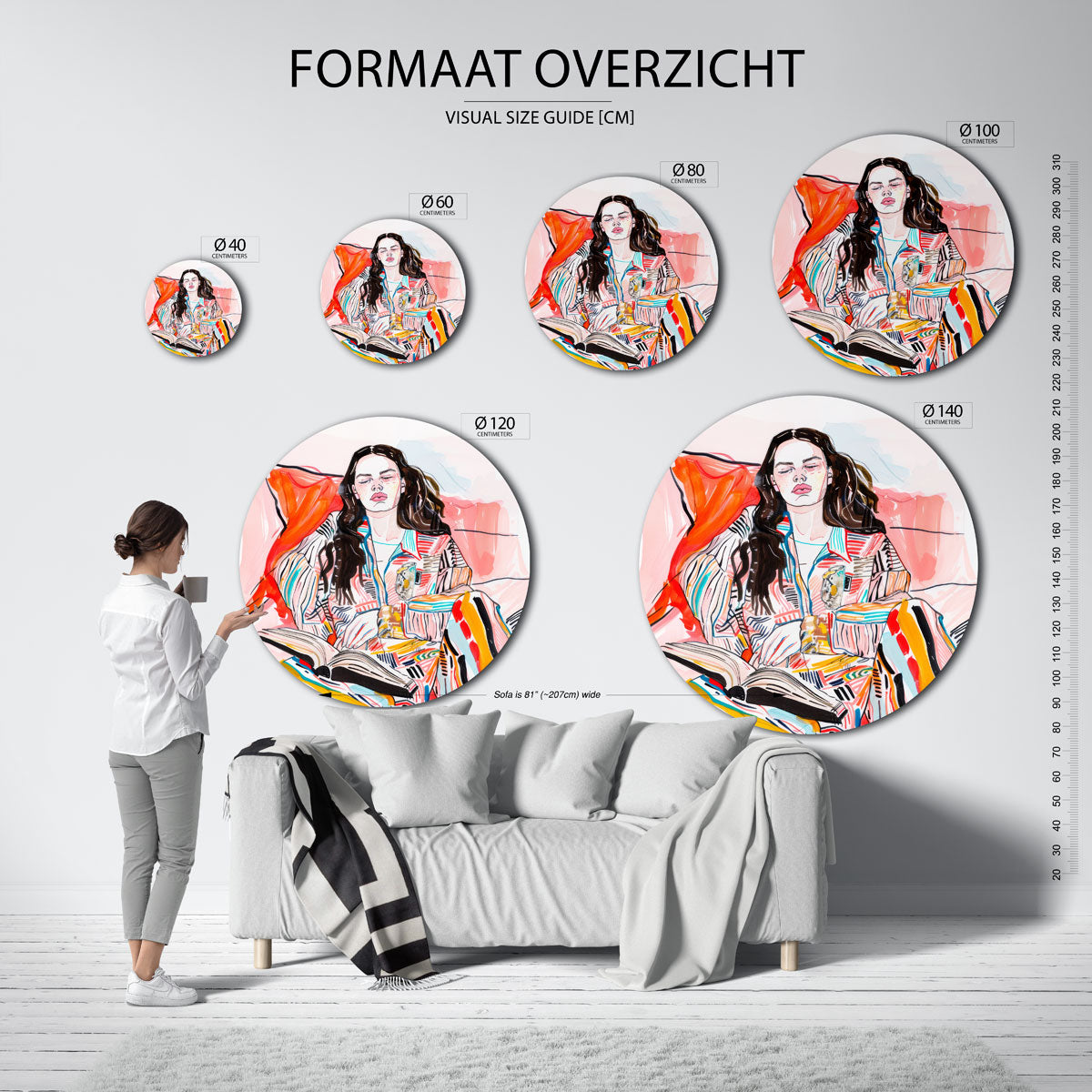 Vrouw met boek Muurcirkel