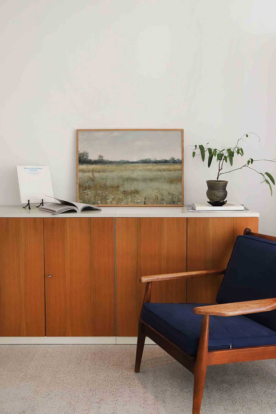 Landschap met veld en bomen Poster