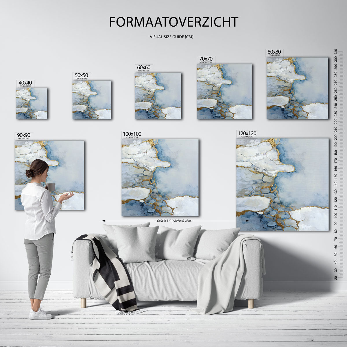 Abstracte blauwe en gouden Poster