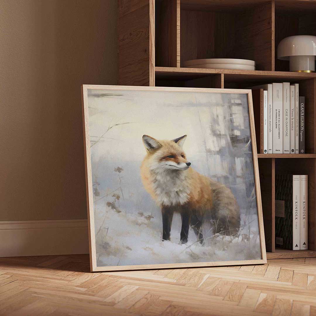 Vos in winterlandschap Poster