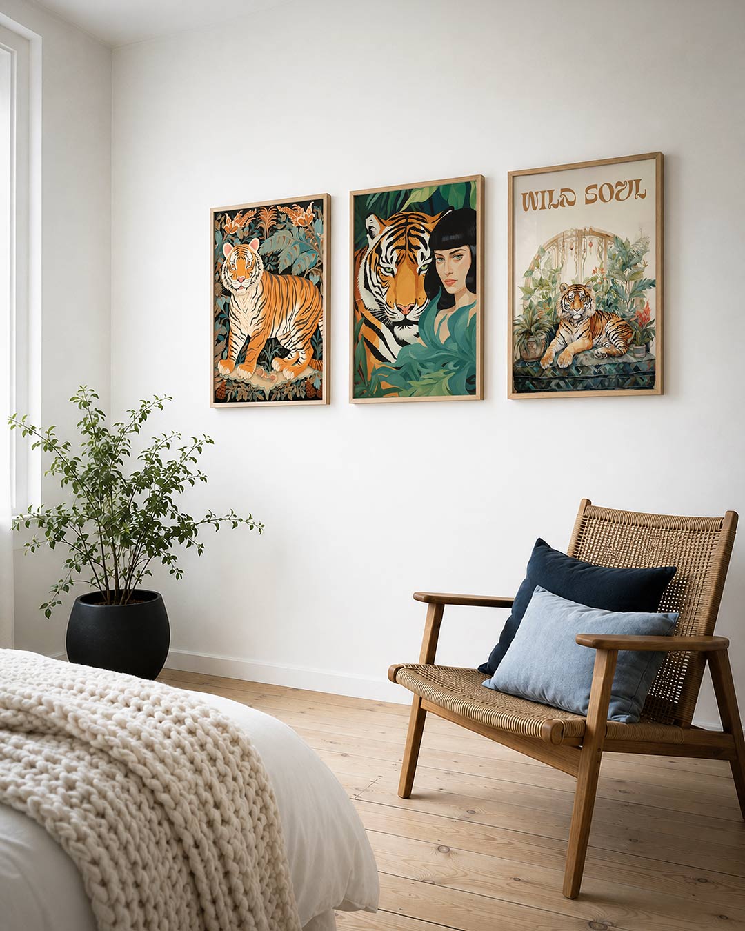Tijger en bladeren Posterset