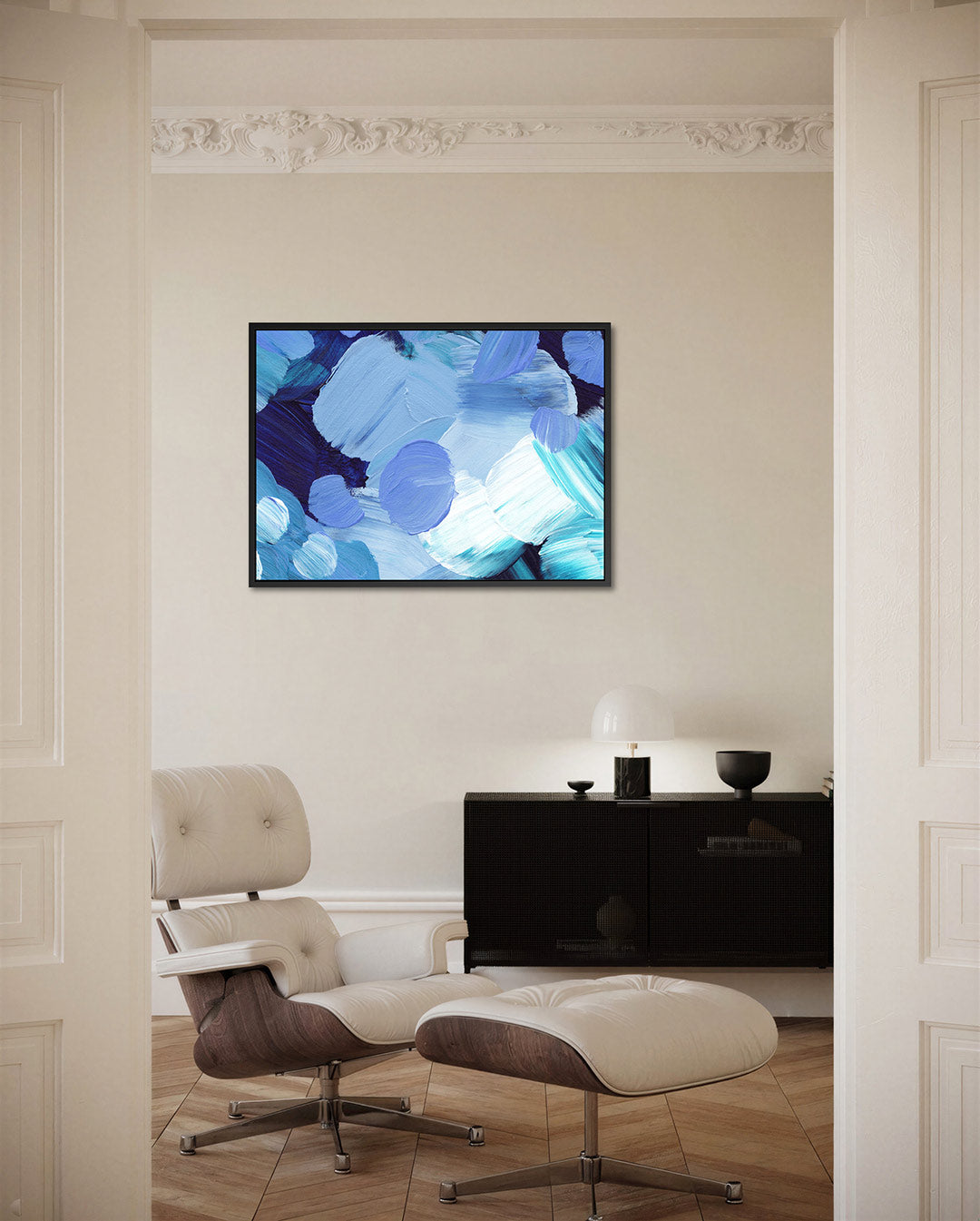 Dynamische blauwtinten Kunstwerk