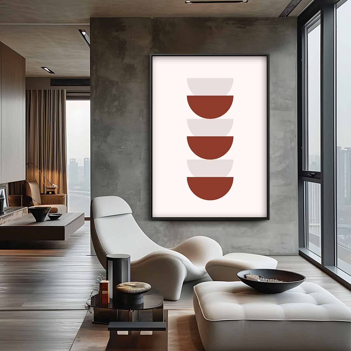 Abstracte Bruine Geometrie Kunstwerk-canvas-dibond-plexiglas-wanddecoratie-WallArtistic