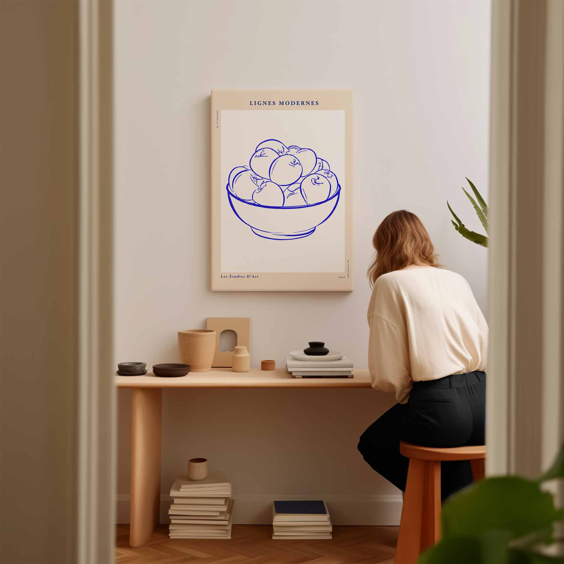 Moderne Lijnen Fruit Schaal Kunstwerk-canvas-dibond-plexiglas-wanddecoratie-WallArtistic