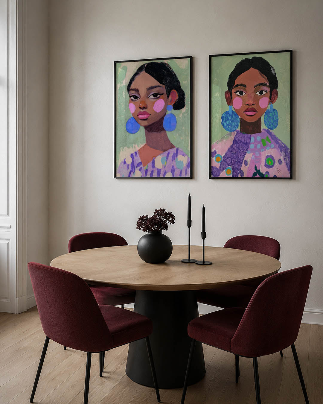 Portret met kleuraccenten Posterset