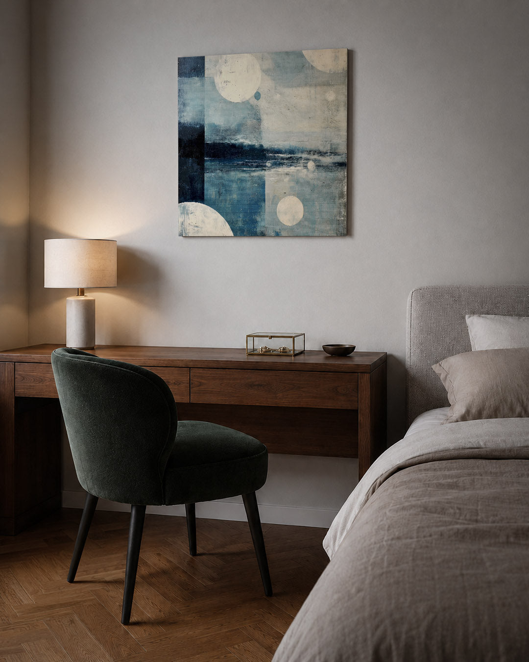 Geometrische vormen in blauw Kunstwerk