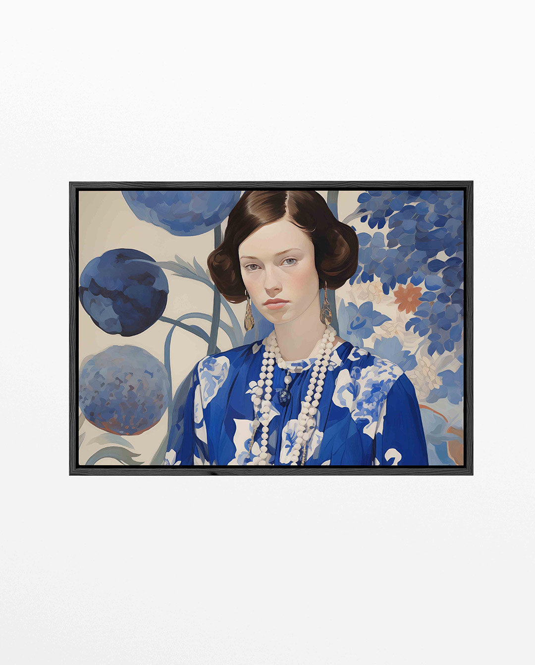 Vrouwelijk portret bloemen Kunstwerk