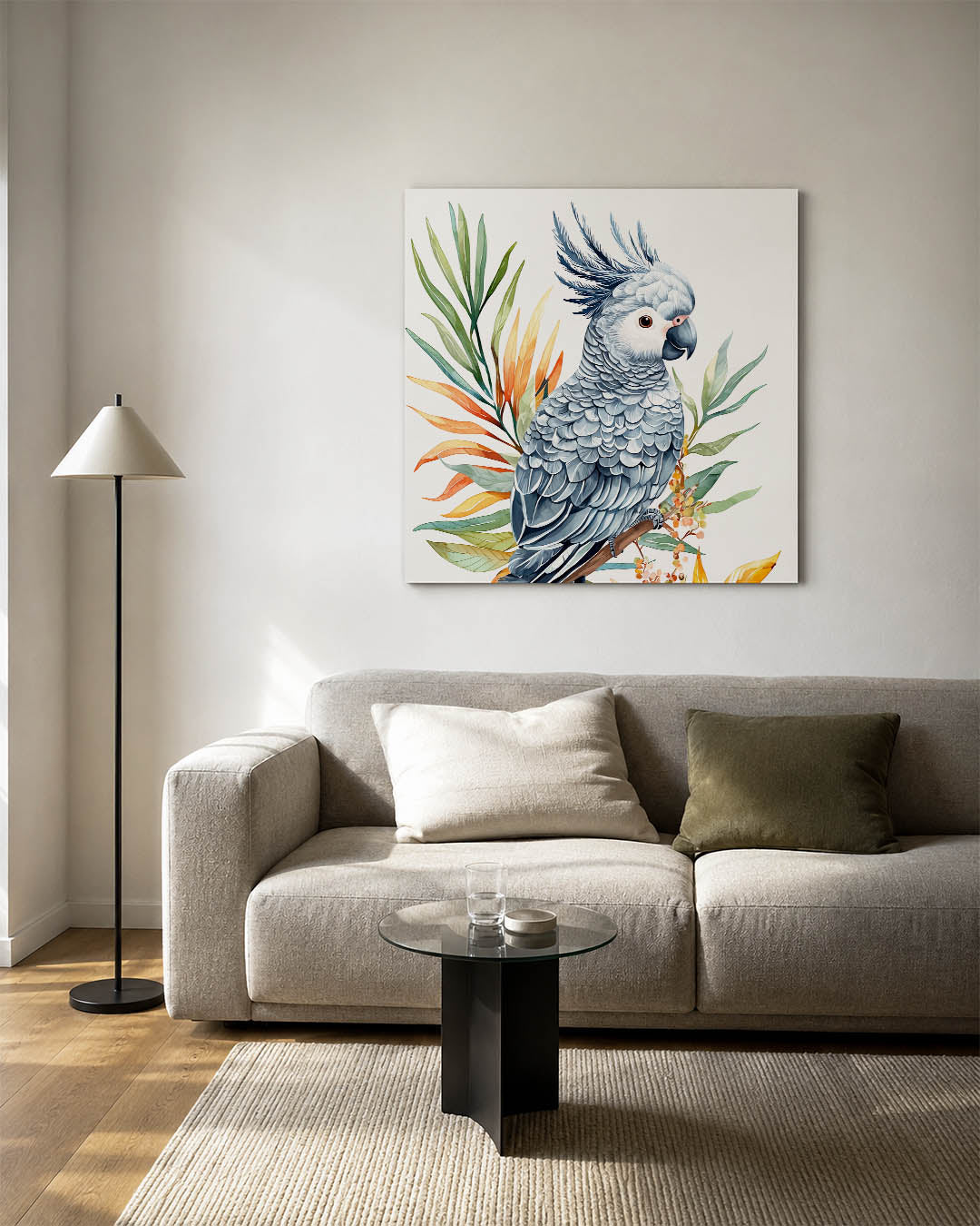 Papegaai met bladeren Kunstwerk