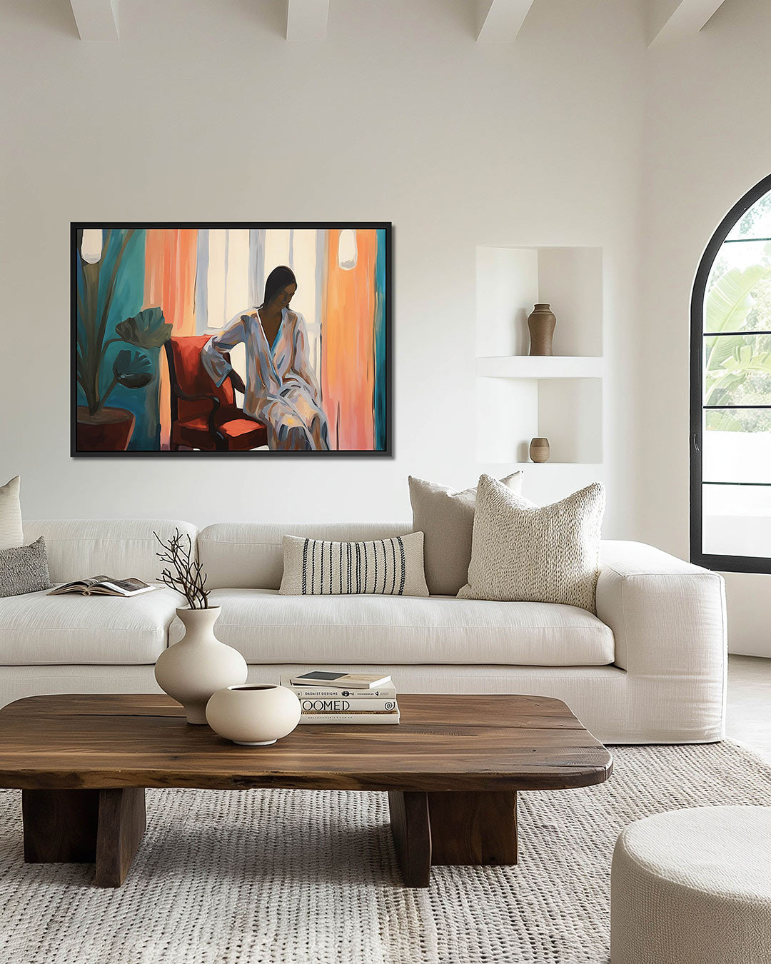 Vrouw in interieur Kunstwerk