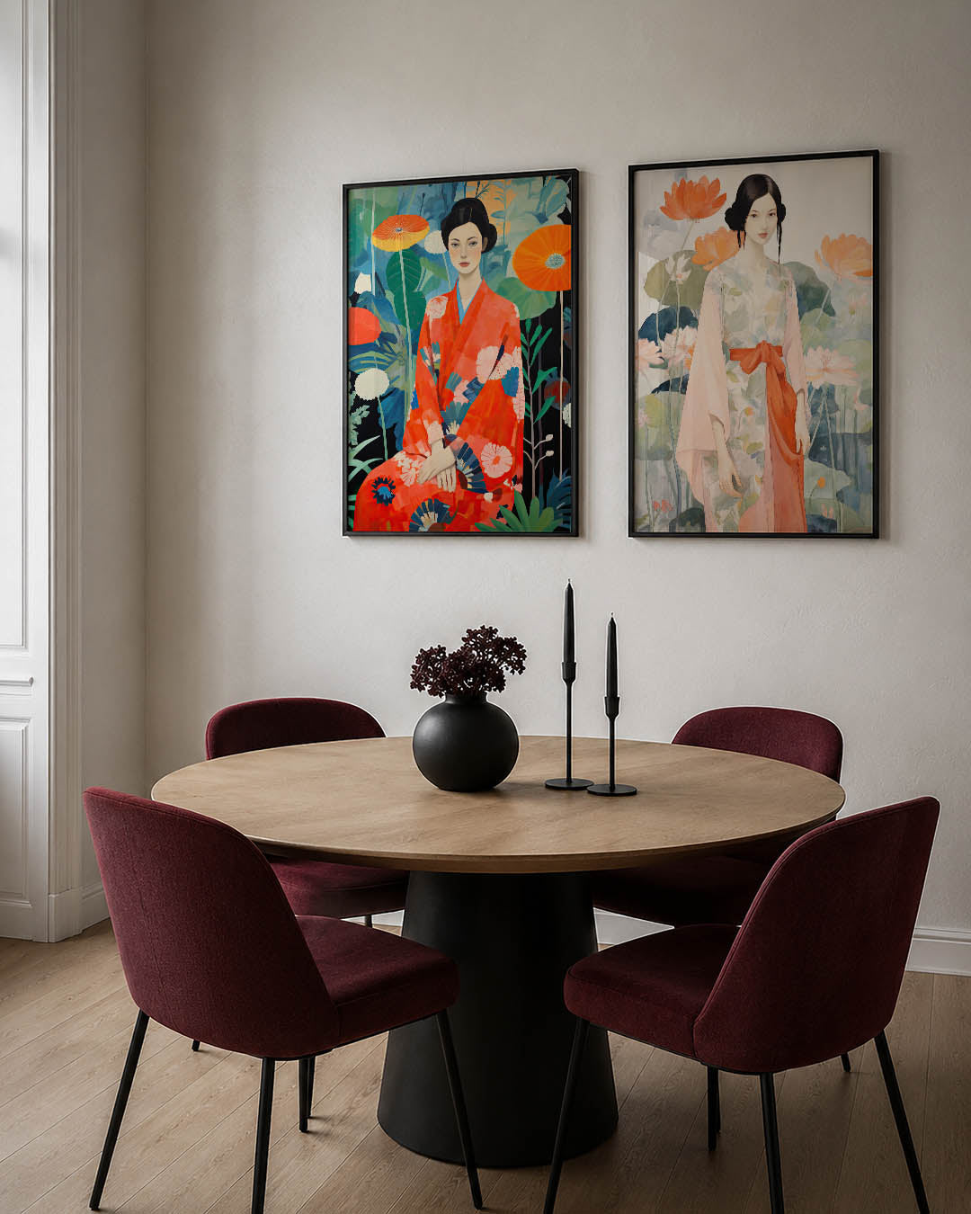 Bloemen en kimono Posterset