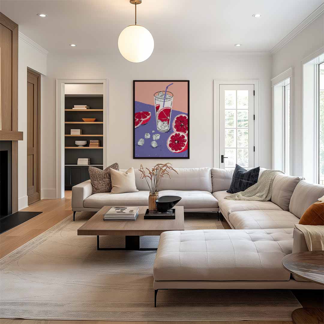 Zomers Grapefruit Avontuur Kunstwerk-canvas-dibond-plexiglas-wanddecoratie-WallArtistic
