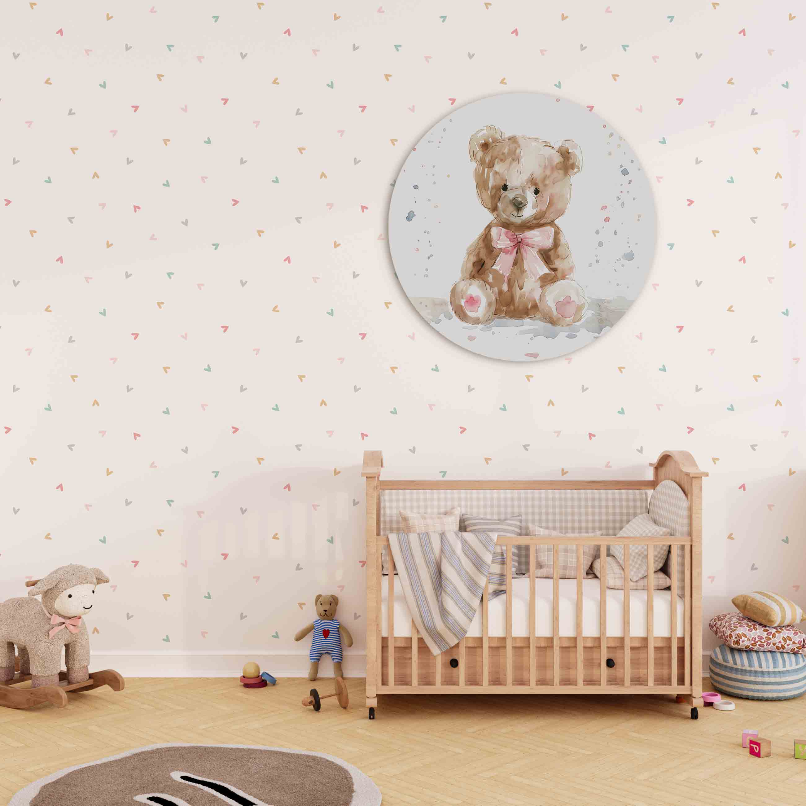 Teddybeer met strik Muurcirkel