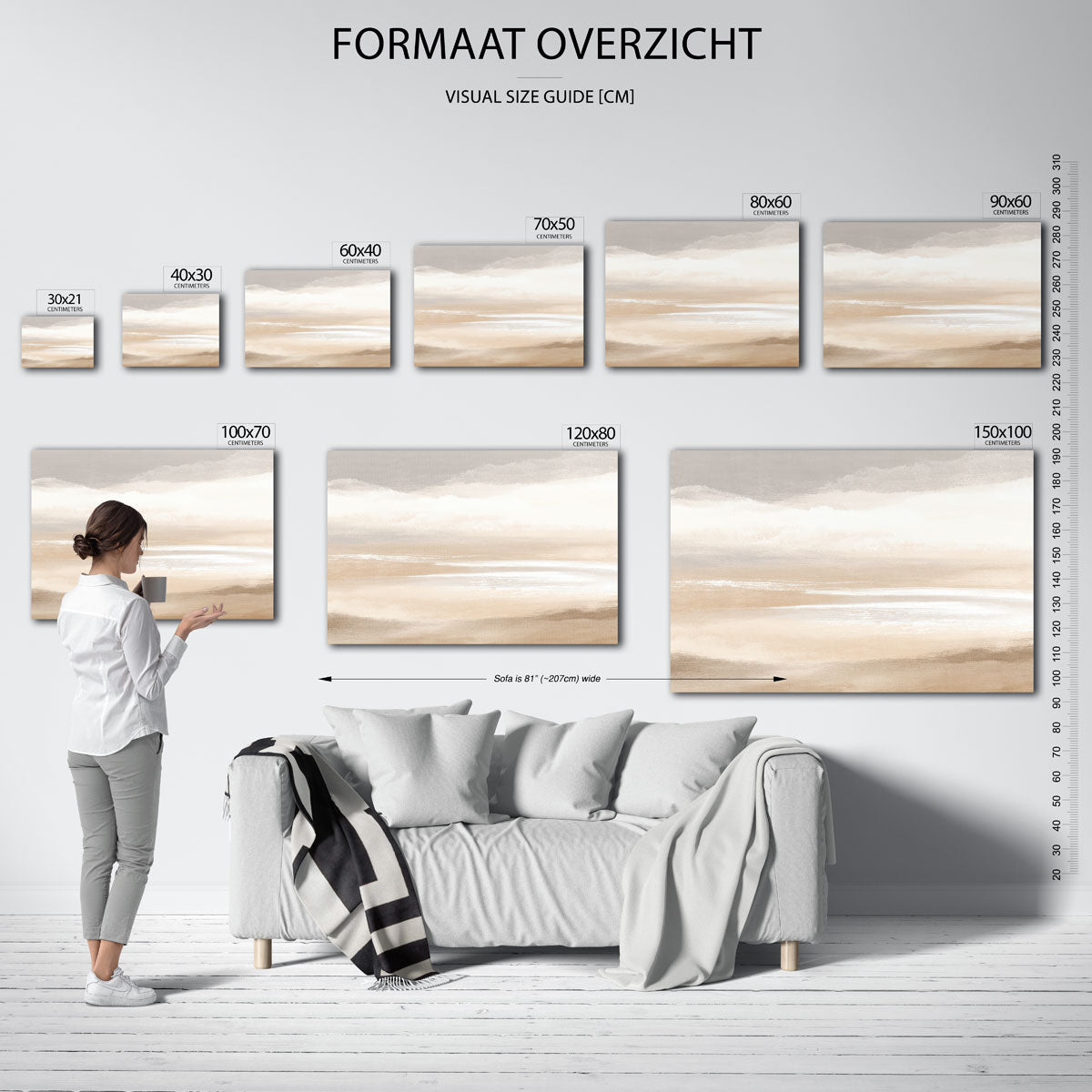 Abstracte beige landschap Poster