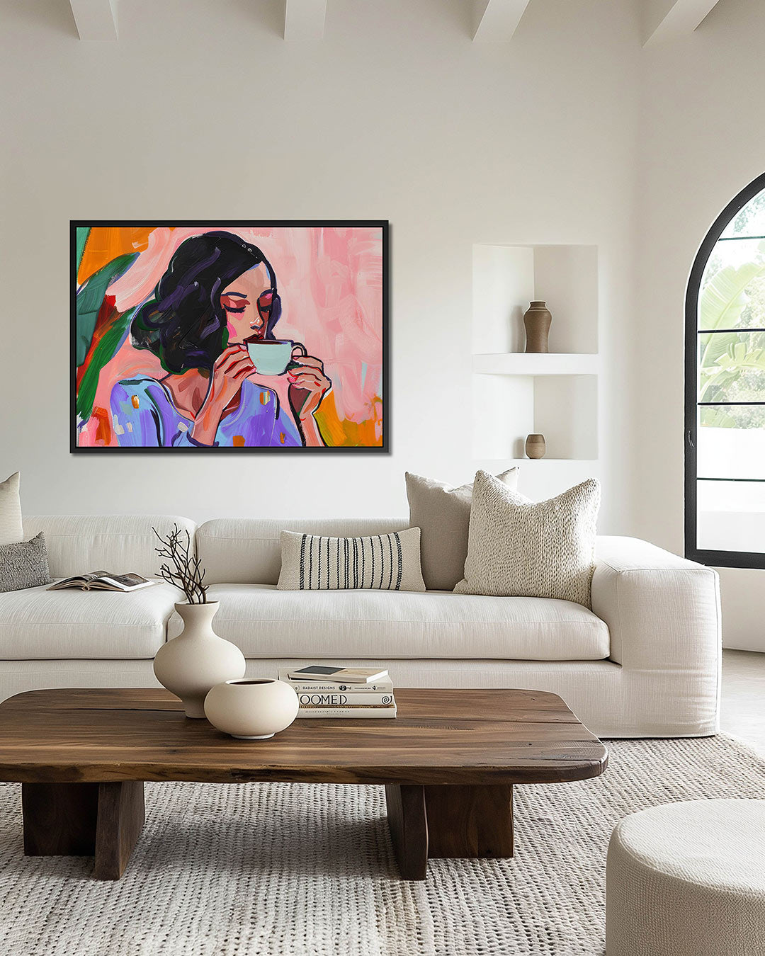 Vrouw met koffiekop Kunstwerk