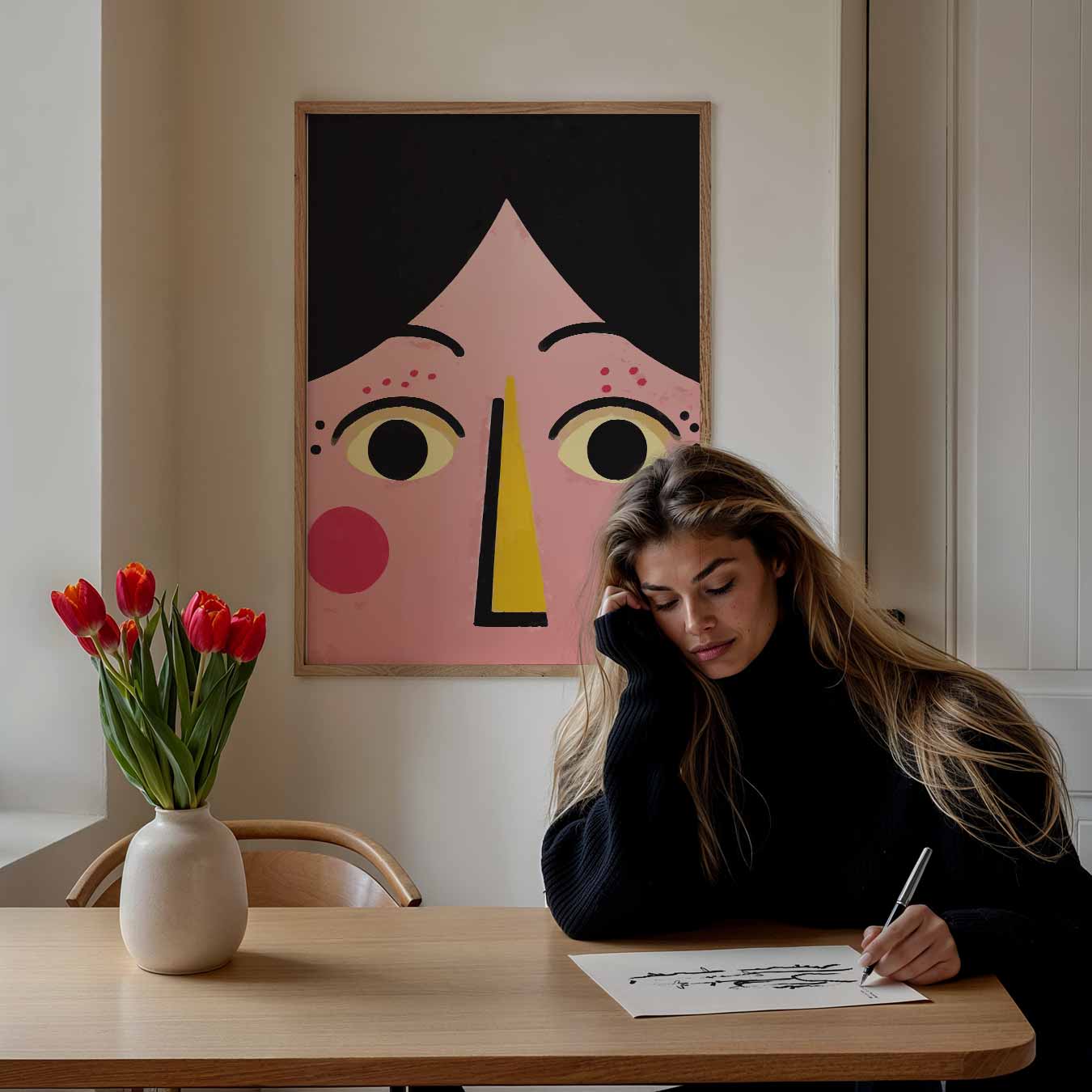 Vrolijke Gezichtsillustratie Poster-WallArtistic