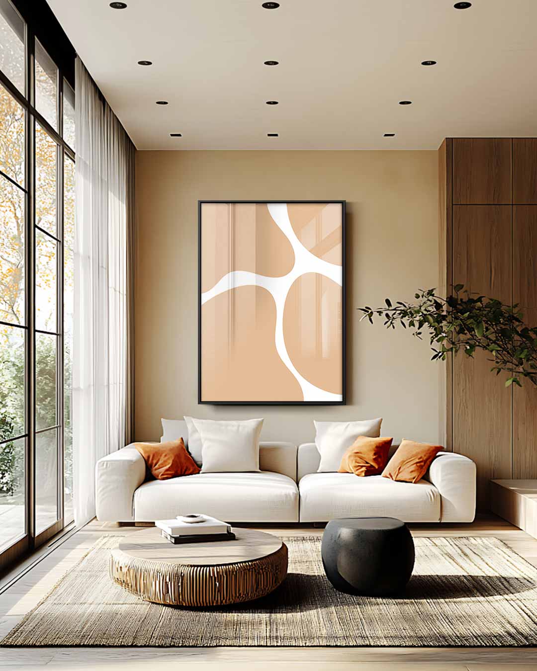 Zachte Aardetinten Abstract Kunstwerk-canvas-dibond-plexiglas-wanddecoratie-WallArtistic