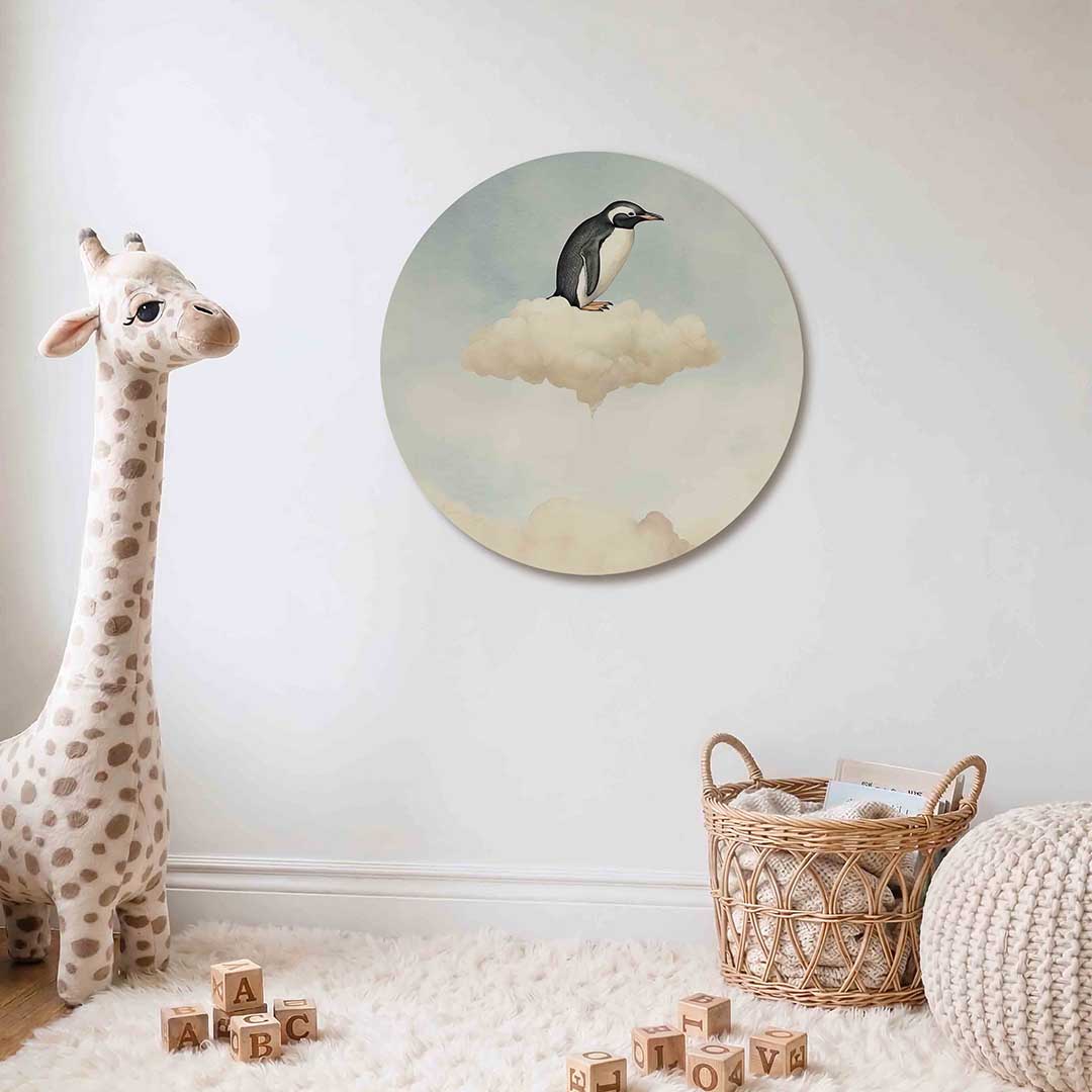 Pinguïn op wolk Muurcirkel