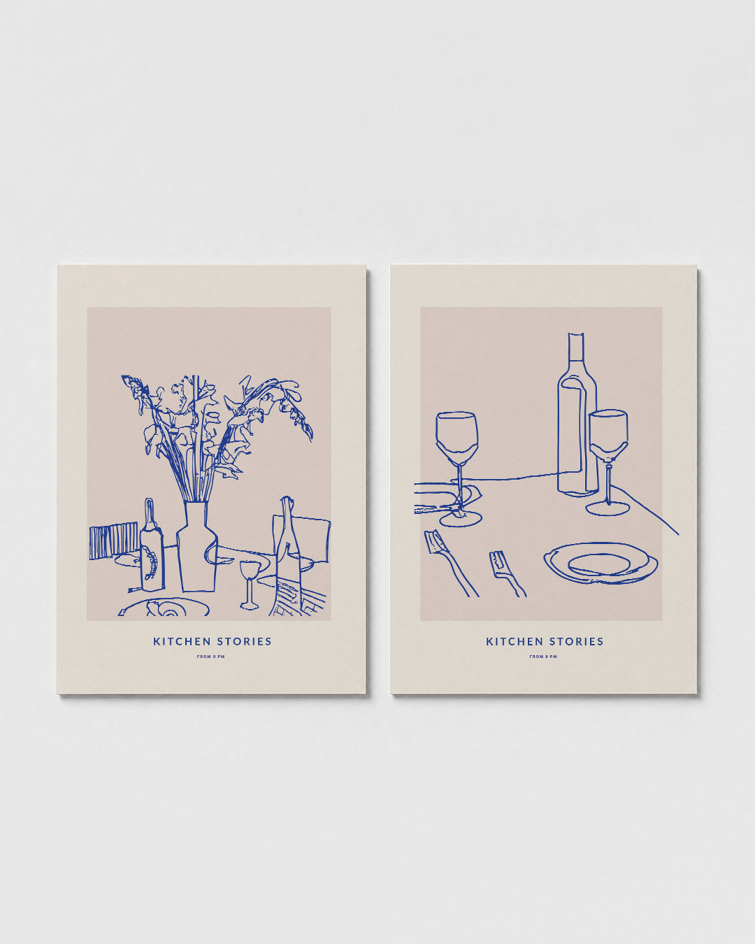 Lijnenspel en bloemen Posterset