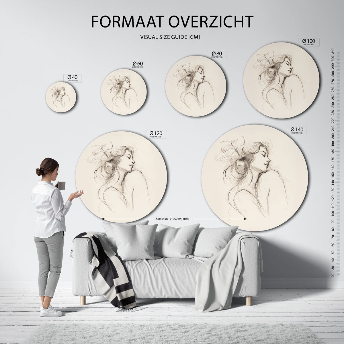 Vrouw met bloemen Muurcirkel
