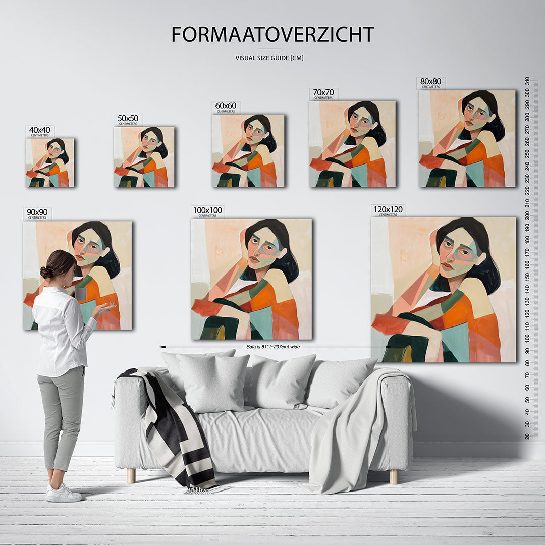 Vrouwelijk portret kleuren Kunstwerk