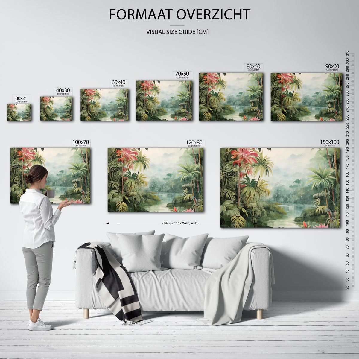 Tropische planten en mistige rivier Poster