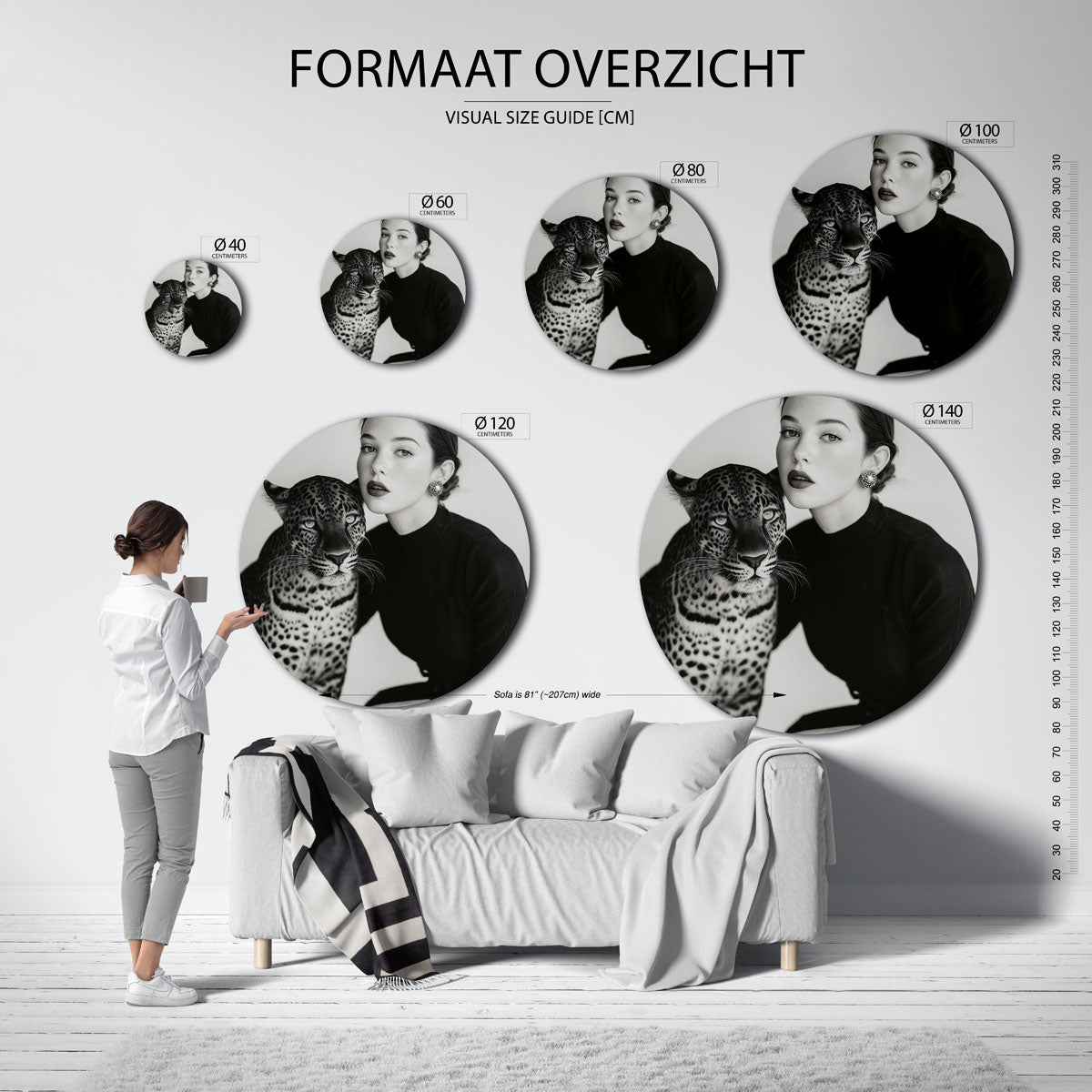 Vrouw en luipaard Muurcirkel