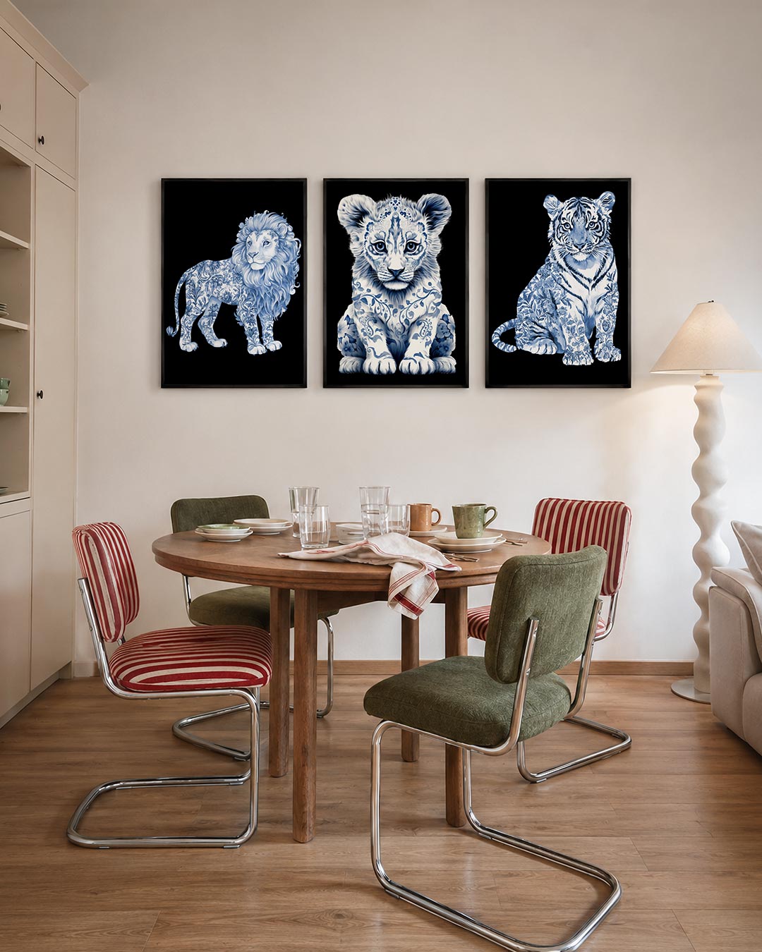 Blauwe leeuw patronen Posterset