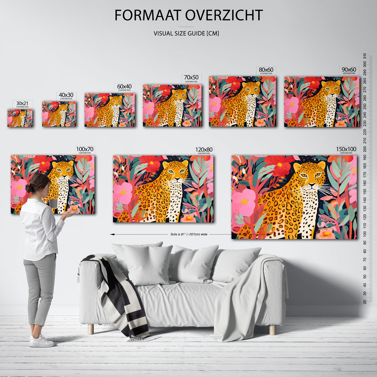 Luipaard tussen bloemen Poster