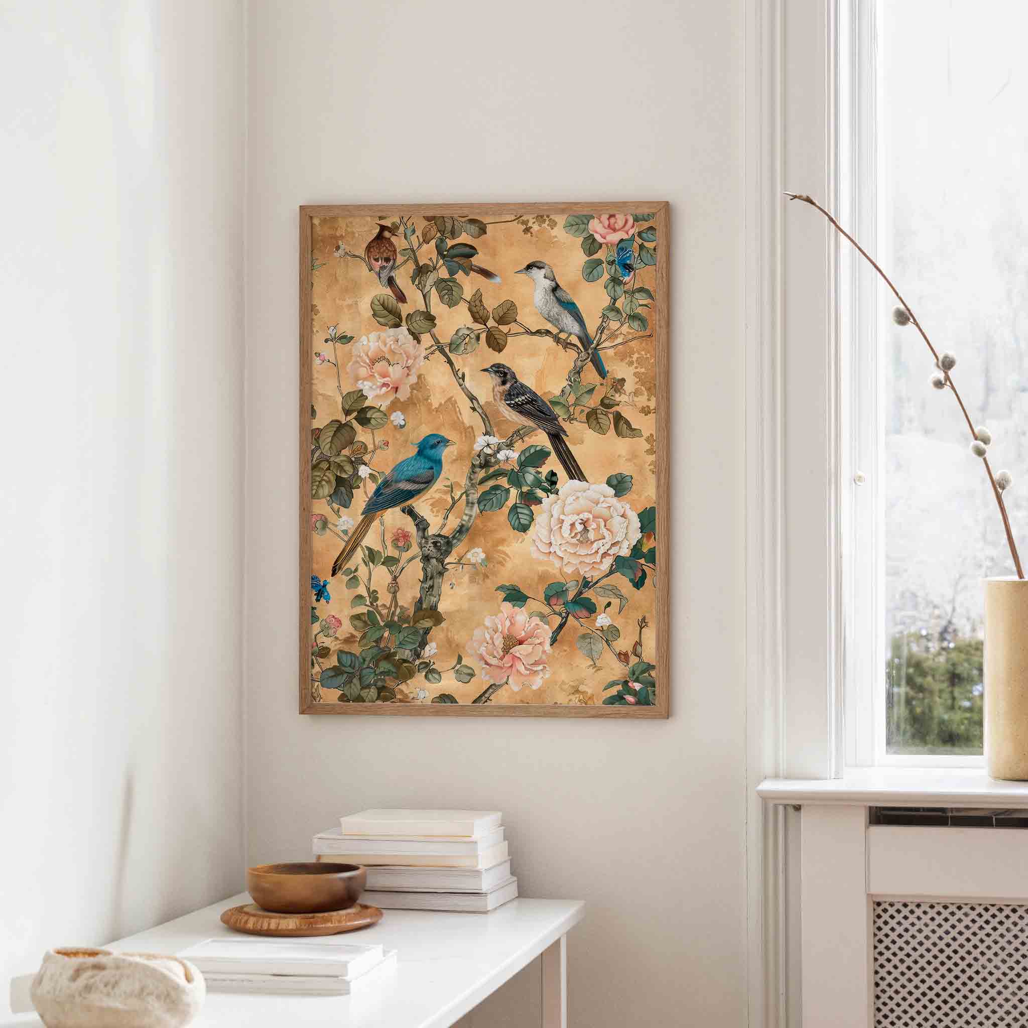 Vogels en bloemen Poster