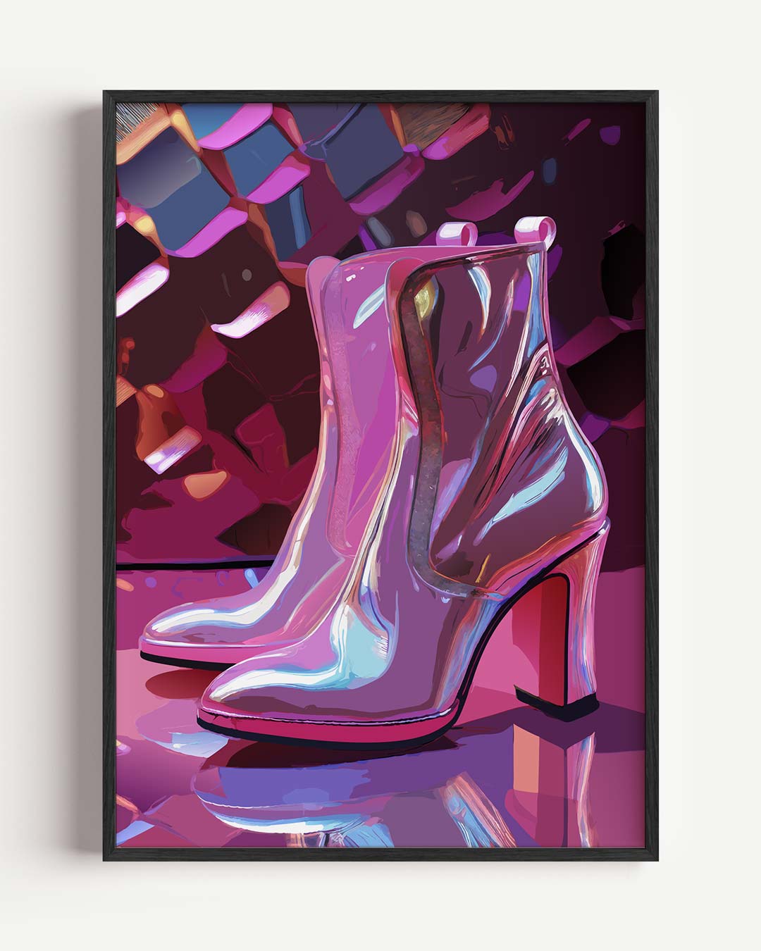 Glanzende Enkellaarsjes met Glamour Effect Poster-WallArtistic