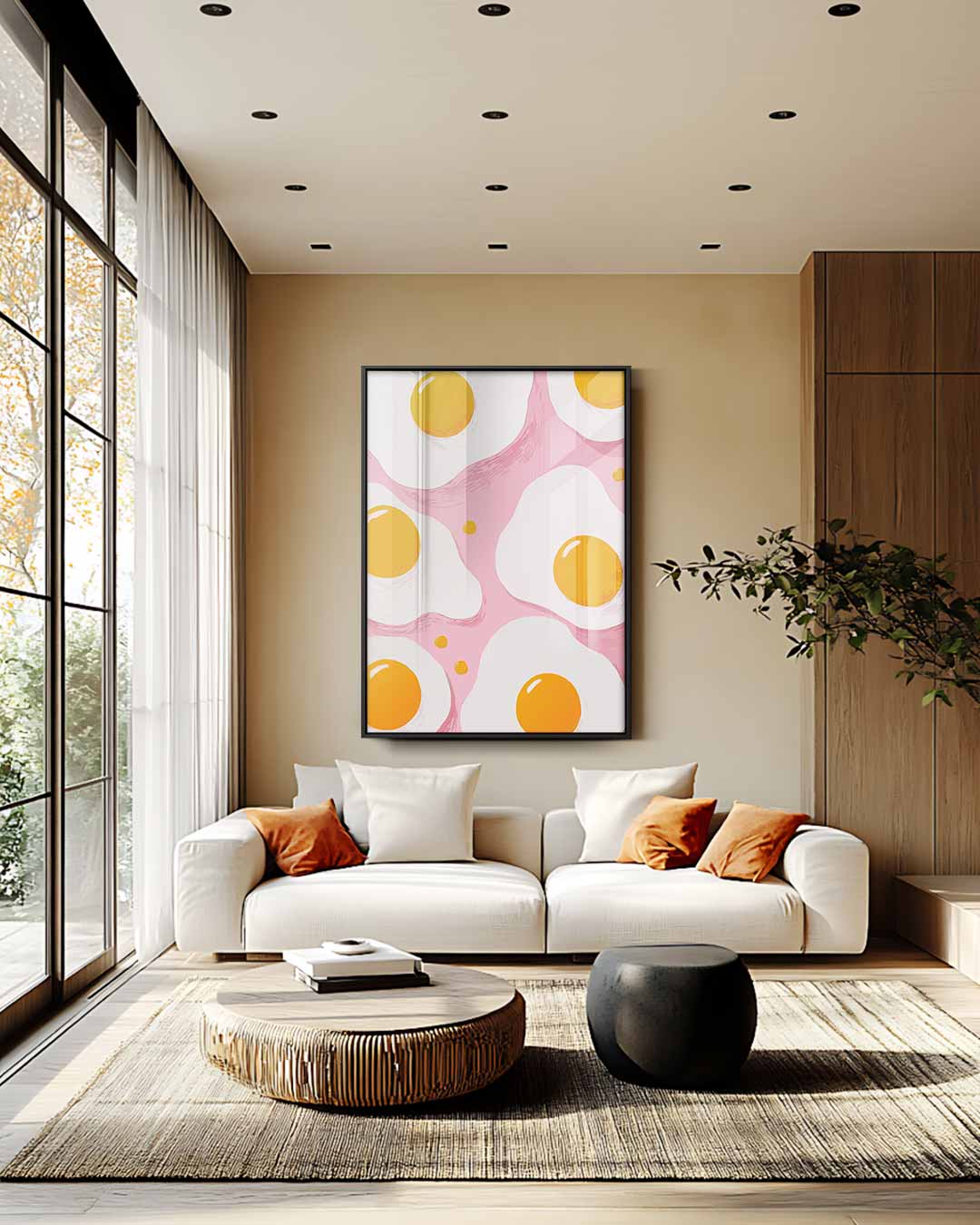 Vrolijke Spiegelei Illustratie Kunstwerk-canvas-dibond-plexiglas-wanddecoratie-WallArtistic