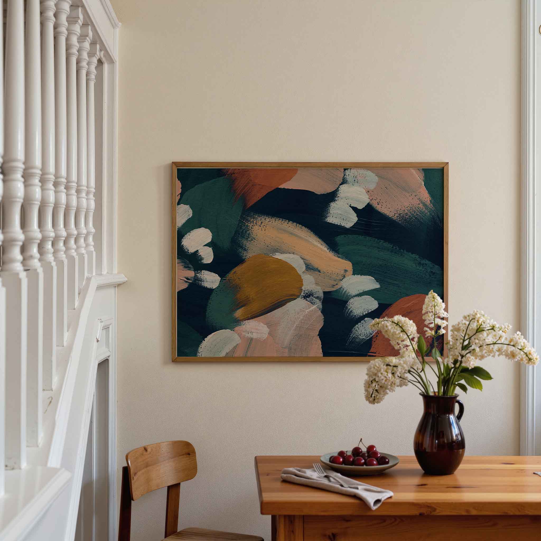 Abstracte penseelstreken Poster