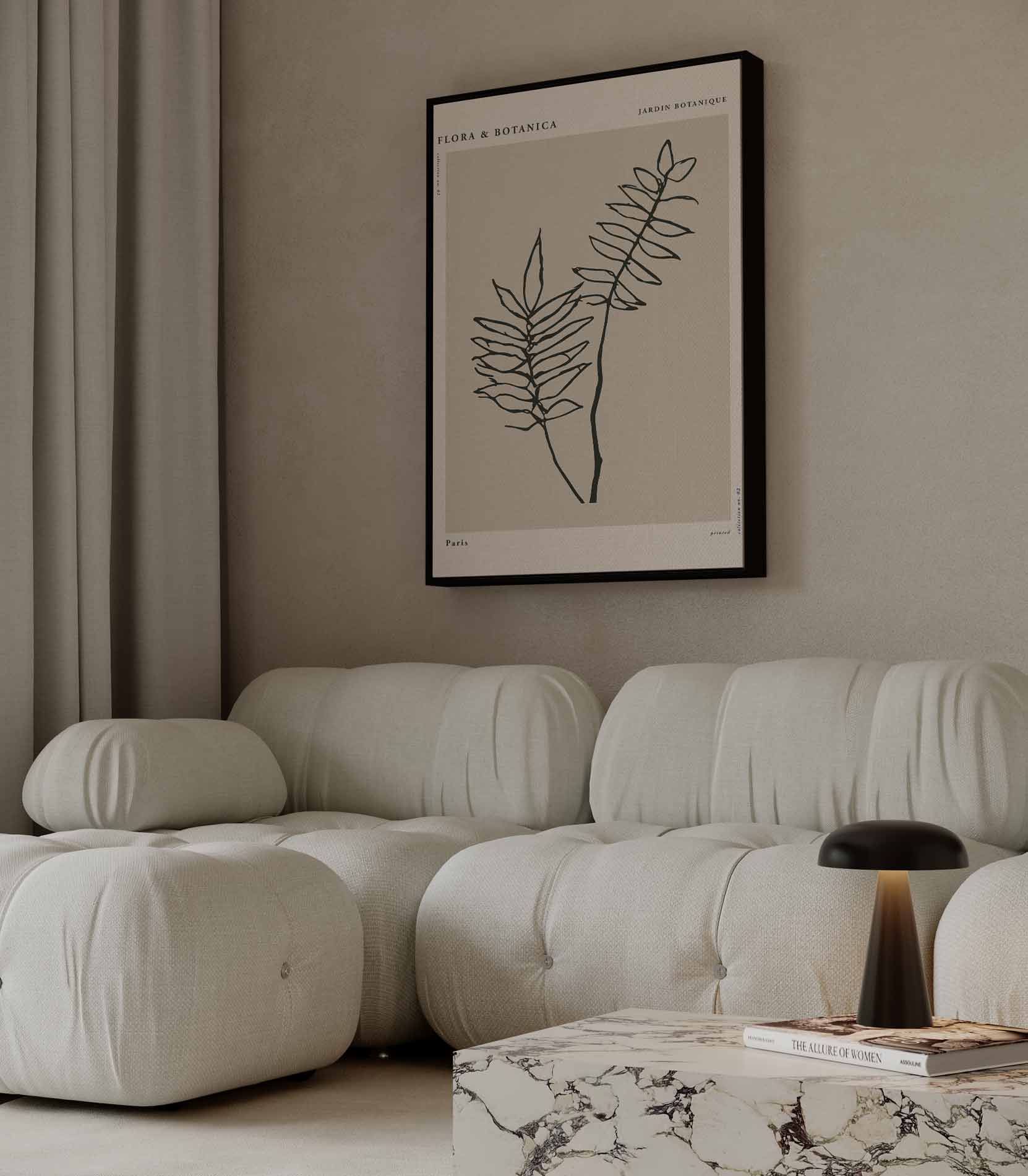 Botanische Stijl Tekening Kunstwerk-canvas-dibond-plexiglas-wanddecoratie-WallArtistic