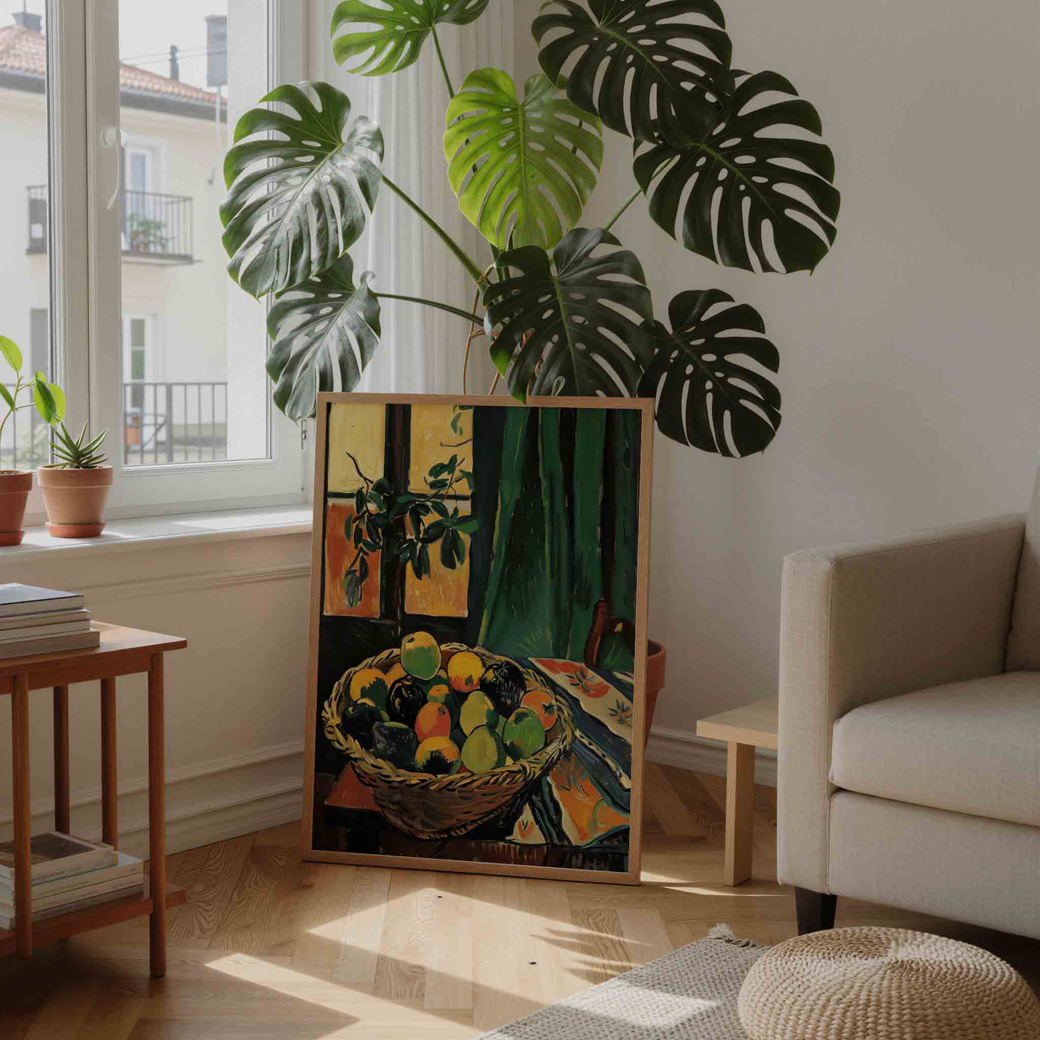 Mand met fruit Poster