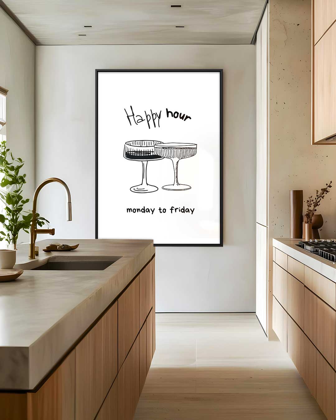 Happy Hour Illustratie Kunstwerk-canvas-dibond-plexiglas-wanddecoratie-WallArtistic