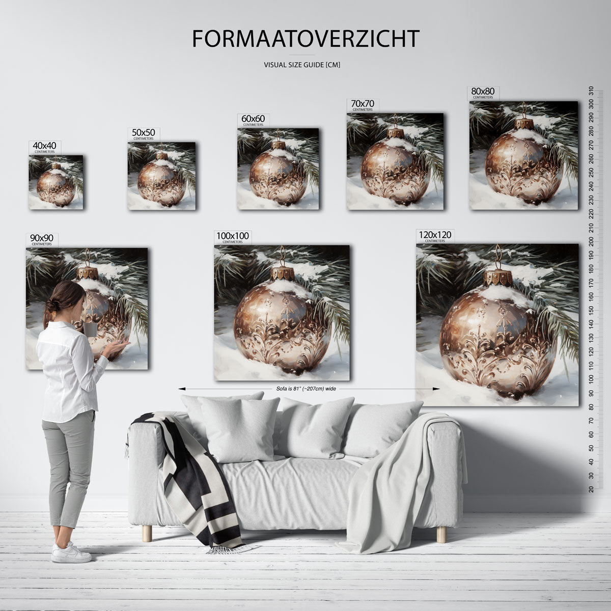 Kerstbal met sneeuw Poster