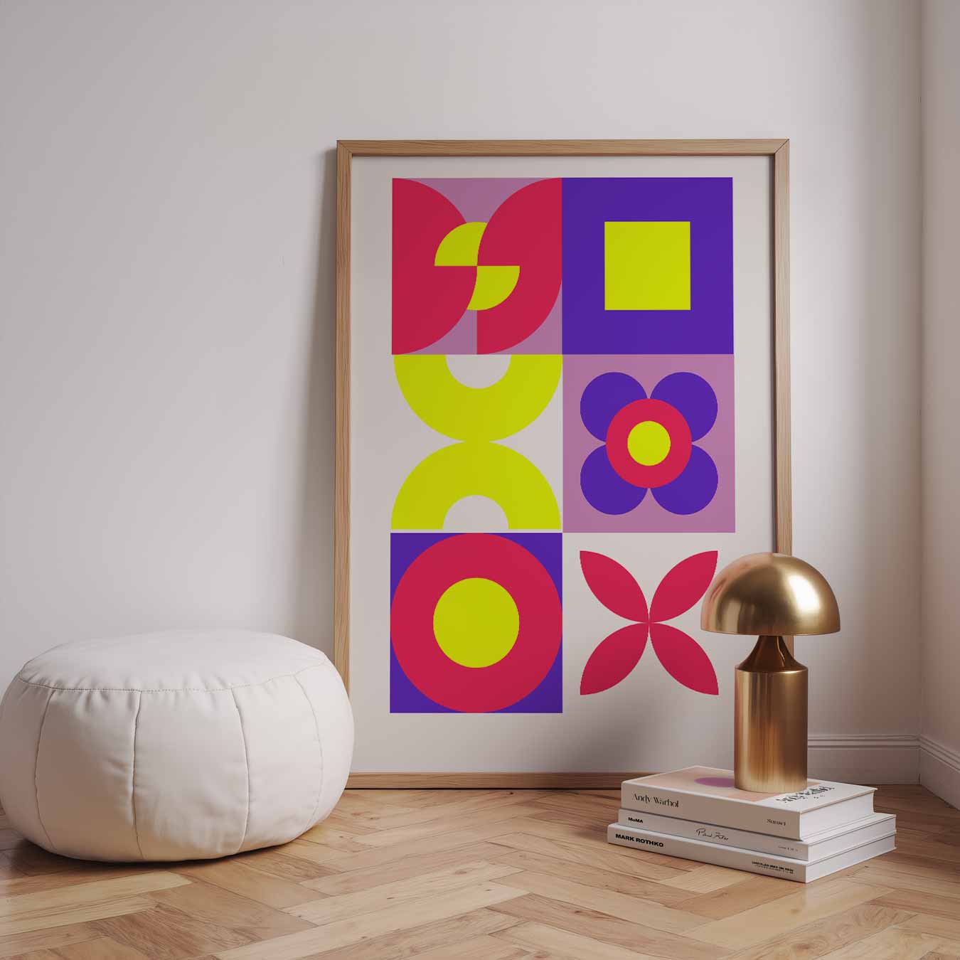 Retro Bloemen & Geometrie Poster-WallArtistic