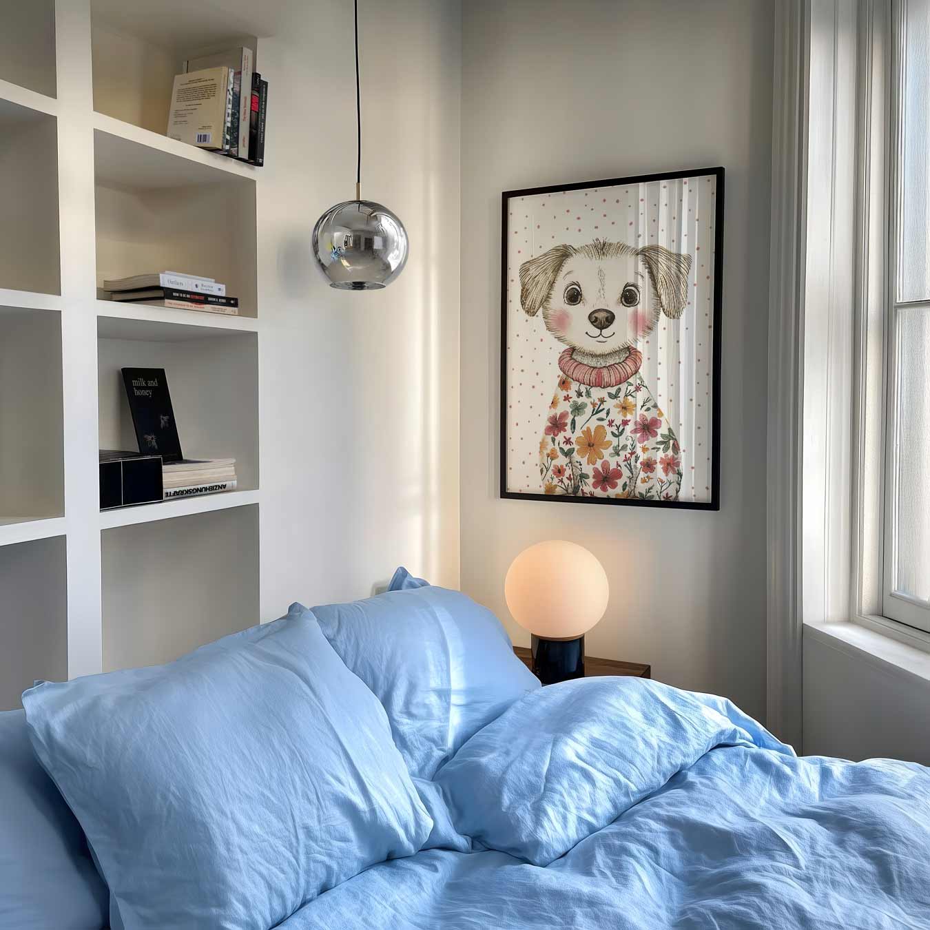 Schattige Puppy in Bloemen Trui Poster-WallArtistic