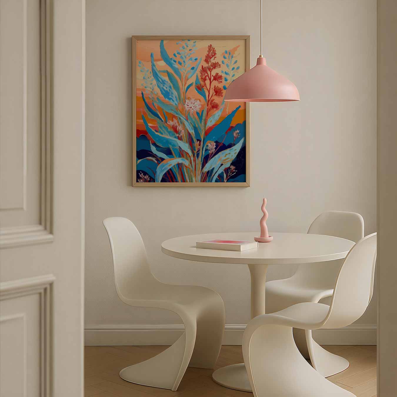 Kleurrijk Bloemenveld in Zonsondergang Poster-WallArtistic