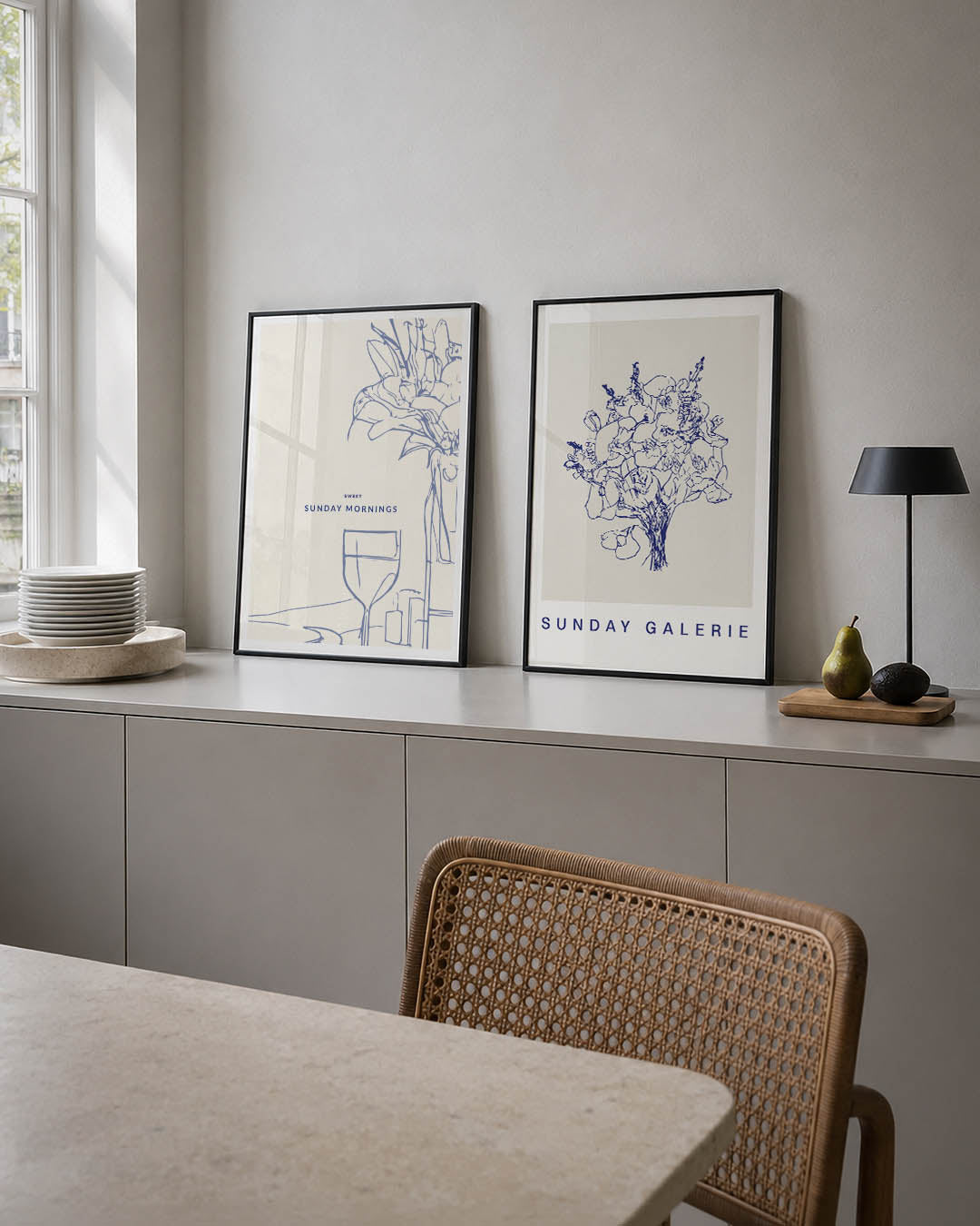 Lijnen en bloemen Posterset
