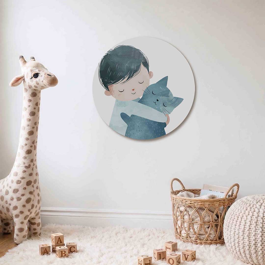 Jongen met kat Muurcirkel