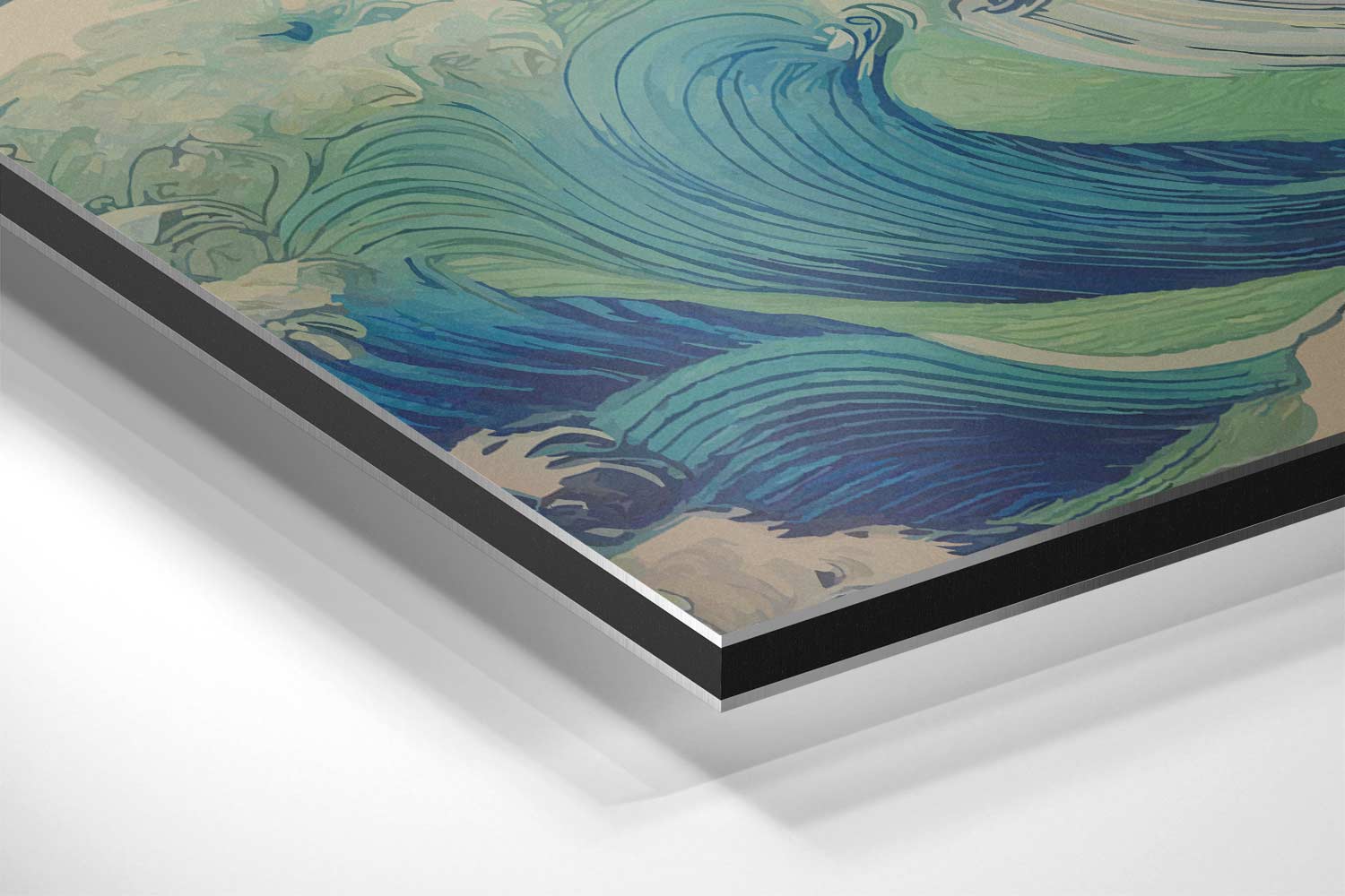 Golvende Blauwe Zee Kunstwerk-canvas-dibond-plexiglas-wanddecoratie-WallArtistic