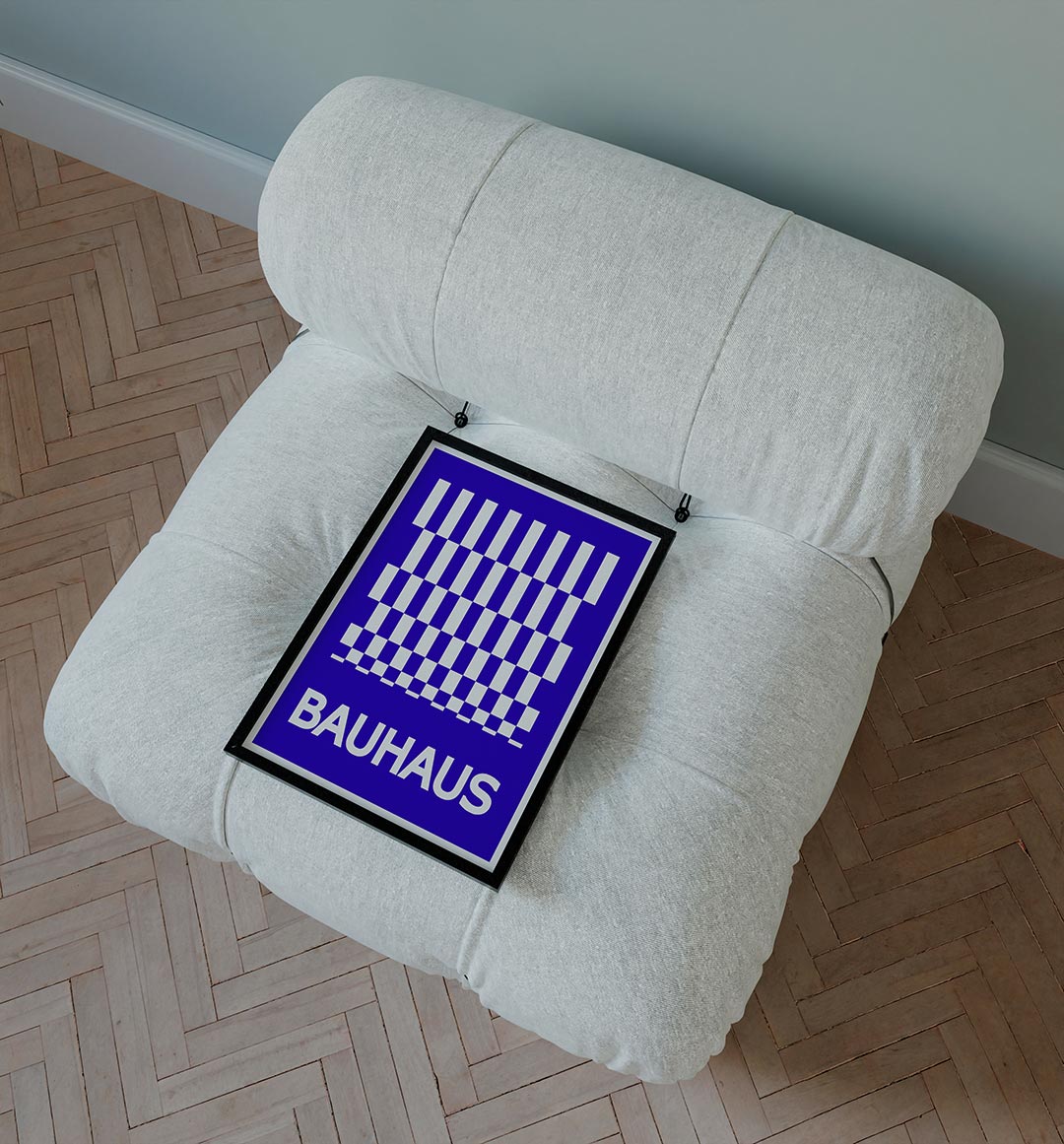 Blauw wit ritme Poster