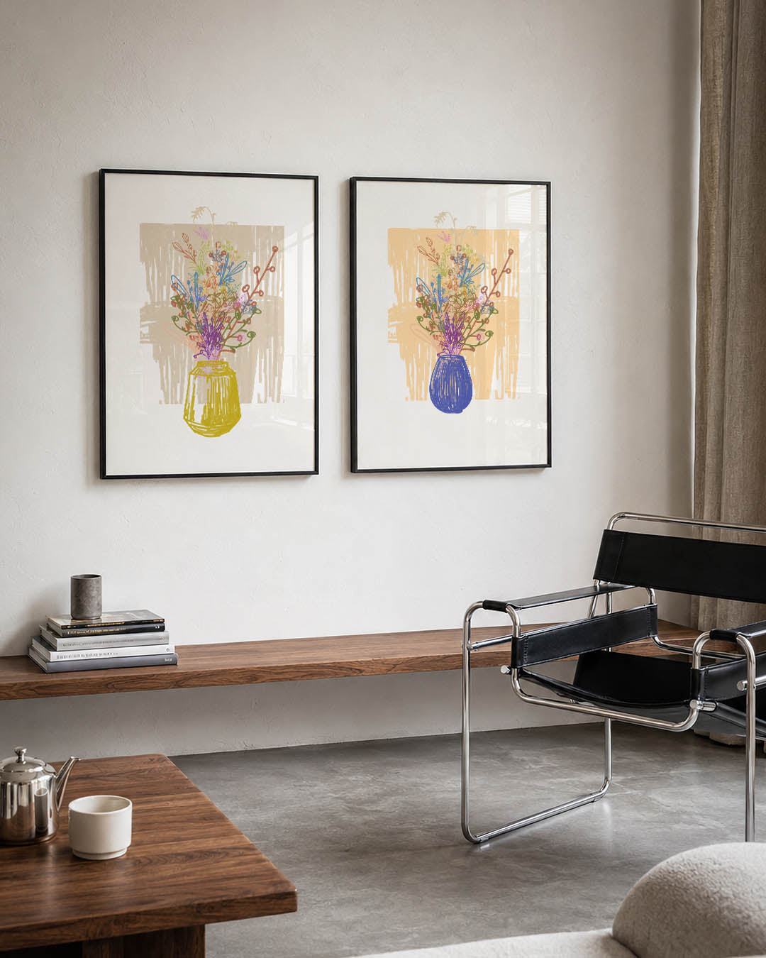 Bloemrijke lijnen Posterset