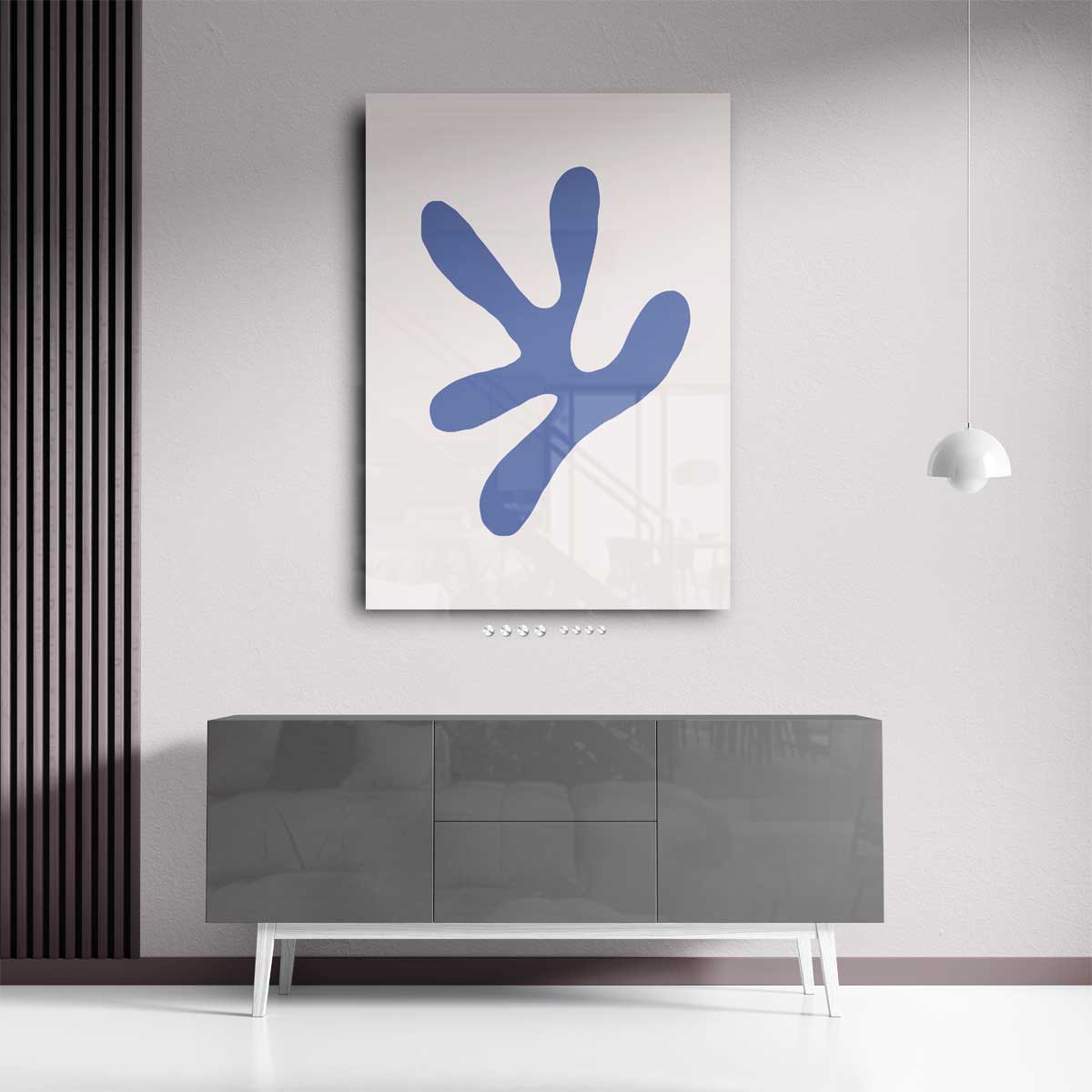 Speelse Blauwe Abstractie Kunstwerk-canvas-dibond-plexiglas-wanddecoratie-WallArtistic