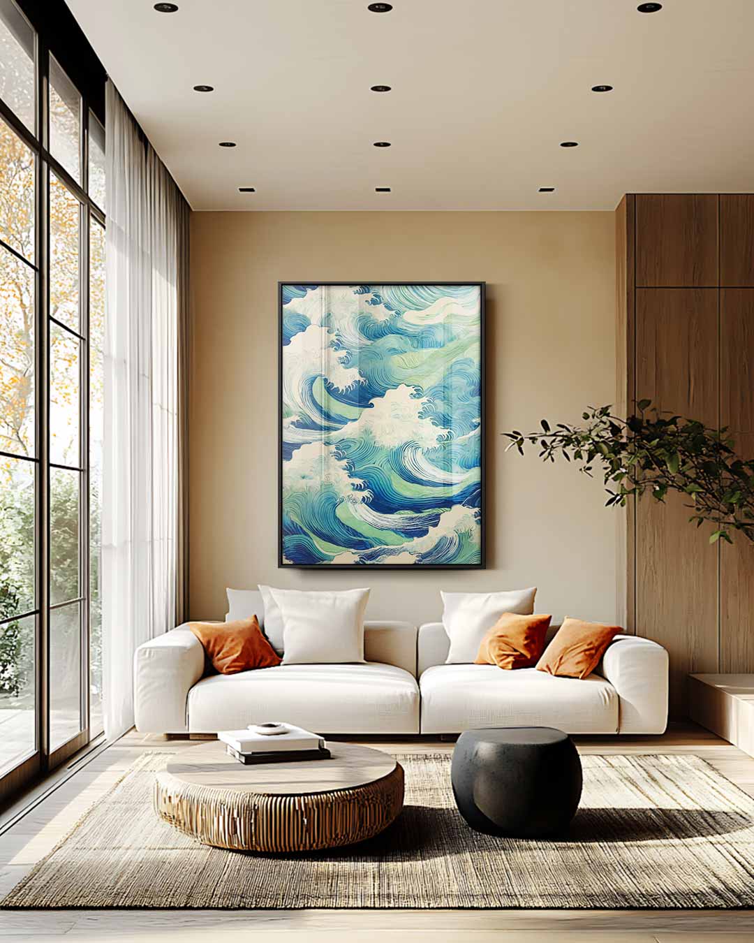 Golvende Blauwe Zee Kunstwerk-canvas-dibond-plexiglas-wanddecoratie-WallArtistic