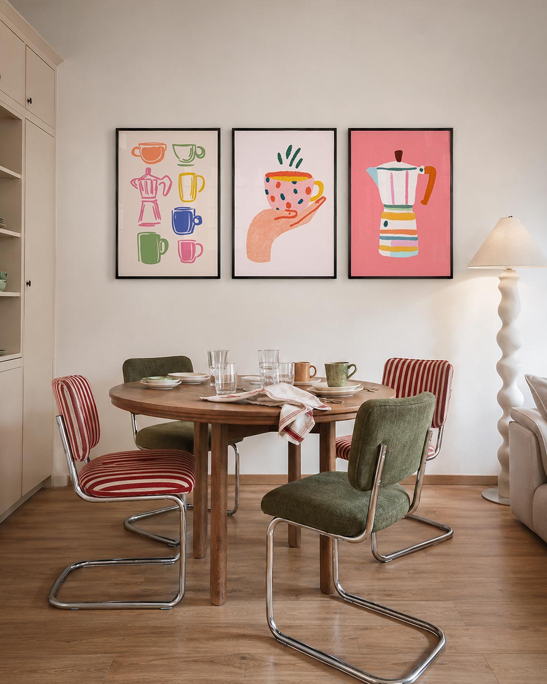 Kleurrijke koffievormen Posterset