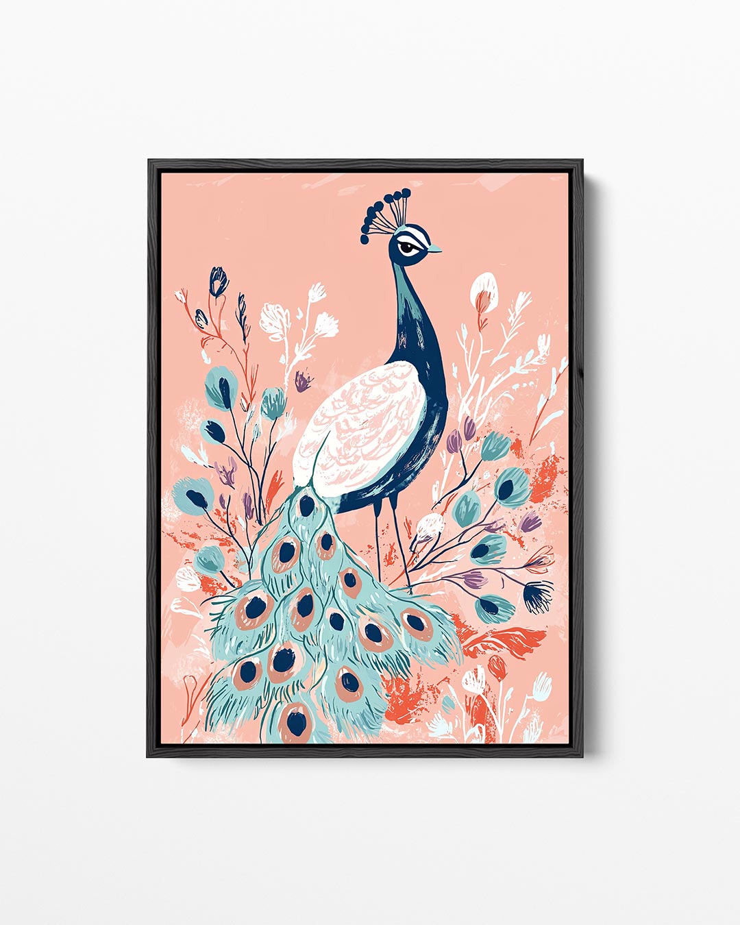 Pauw en bloemen Kunstwerk